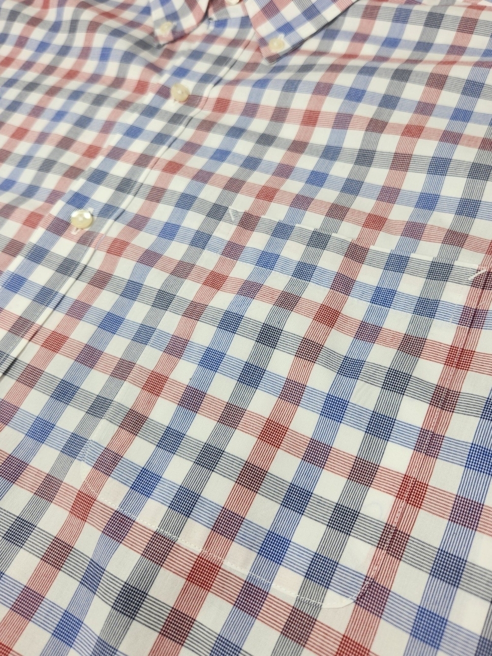Tommy Hilfiger Mens 17 34/35 Plaid Button Down Shirt Regular Fit Red White Blue - Picture 10 of 16